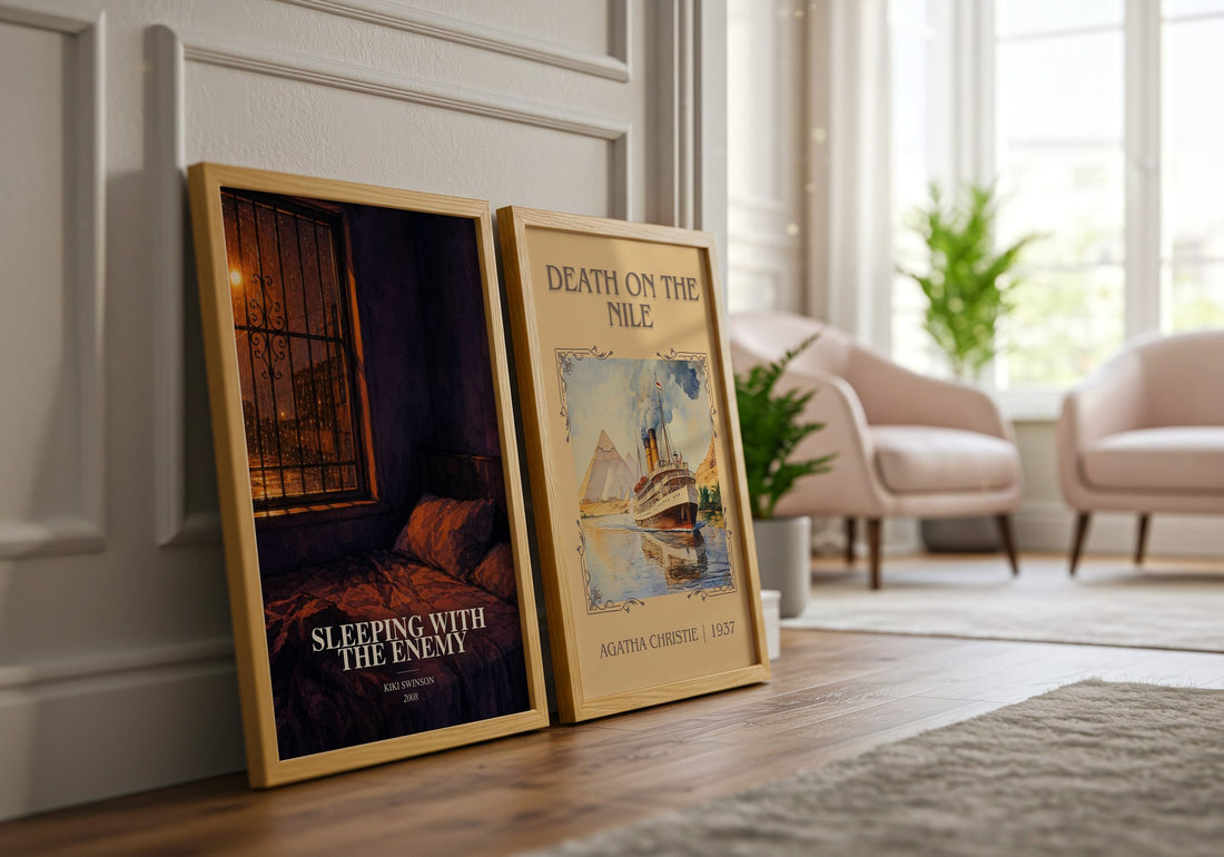 Sleeping with the enemy watercolour print framed by window – literary home decor