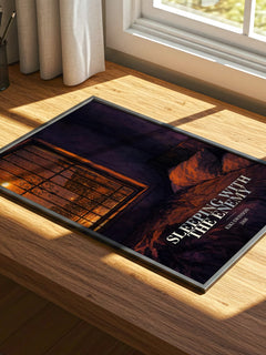 Sleeping with the enemy watercolour book poster framed on wall – crime wall art