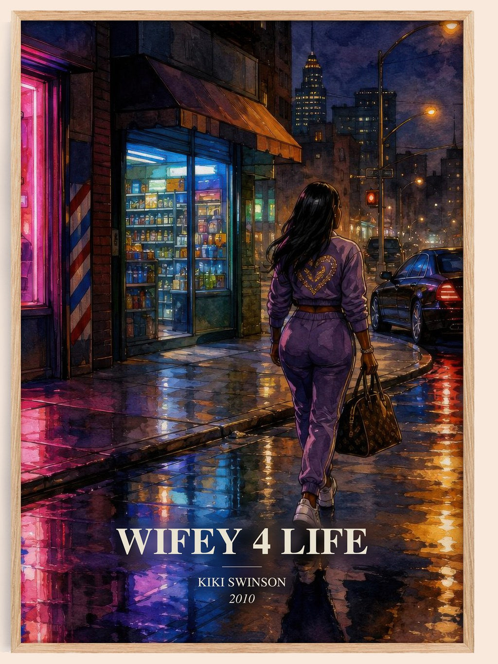 Wifey 4 life watercolour book poster by Kiki Swinson – framed literary art print
