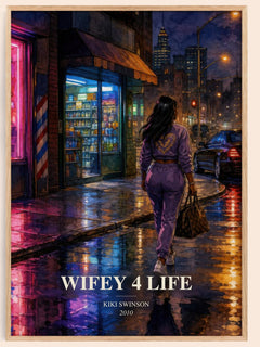 Wifey 4 life watercolour book poster by Kiki Swinson – framed literary art print