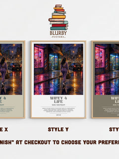 Wifey 4 life bookish print in frame leaning in hallway – contemporary fiction wall art