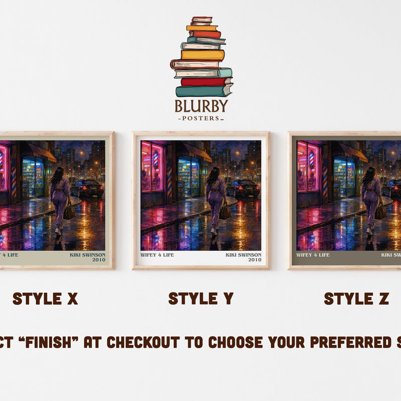 Wifey 4 life literary print in frame leaning in hallway – contemporary fiction wall art