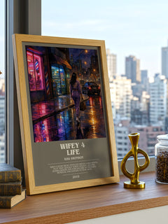 Wifey 4 life bookish print framed by window – literary home decor