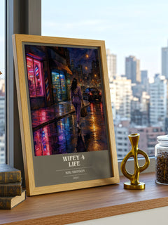 Wifey 4 life book cover print framed by window – literary home decor