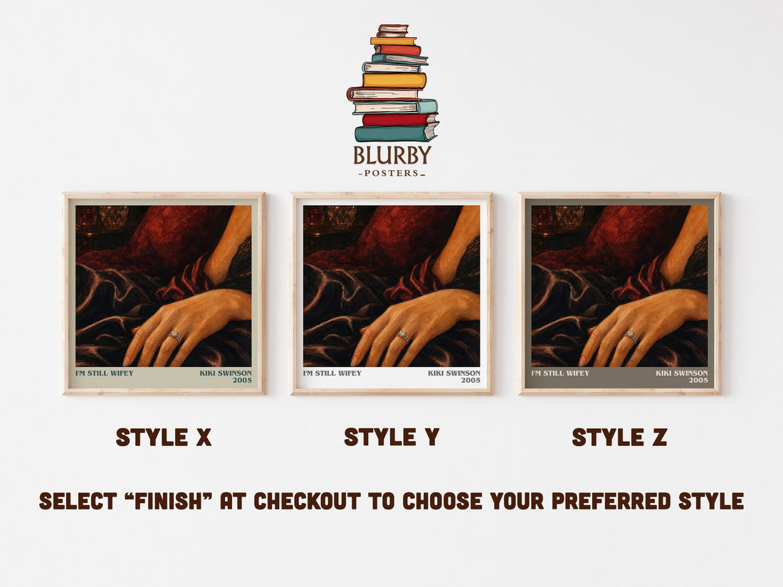 I'm Still Wifey literary print in frame leaning in hallway – thriller wall art (mockup)