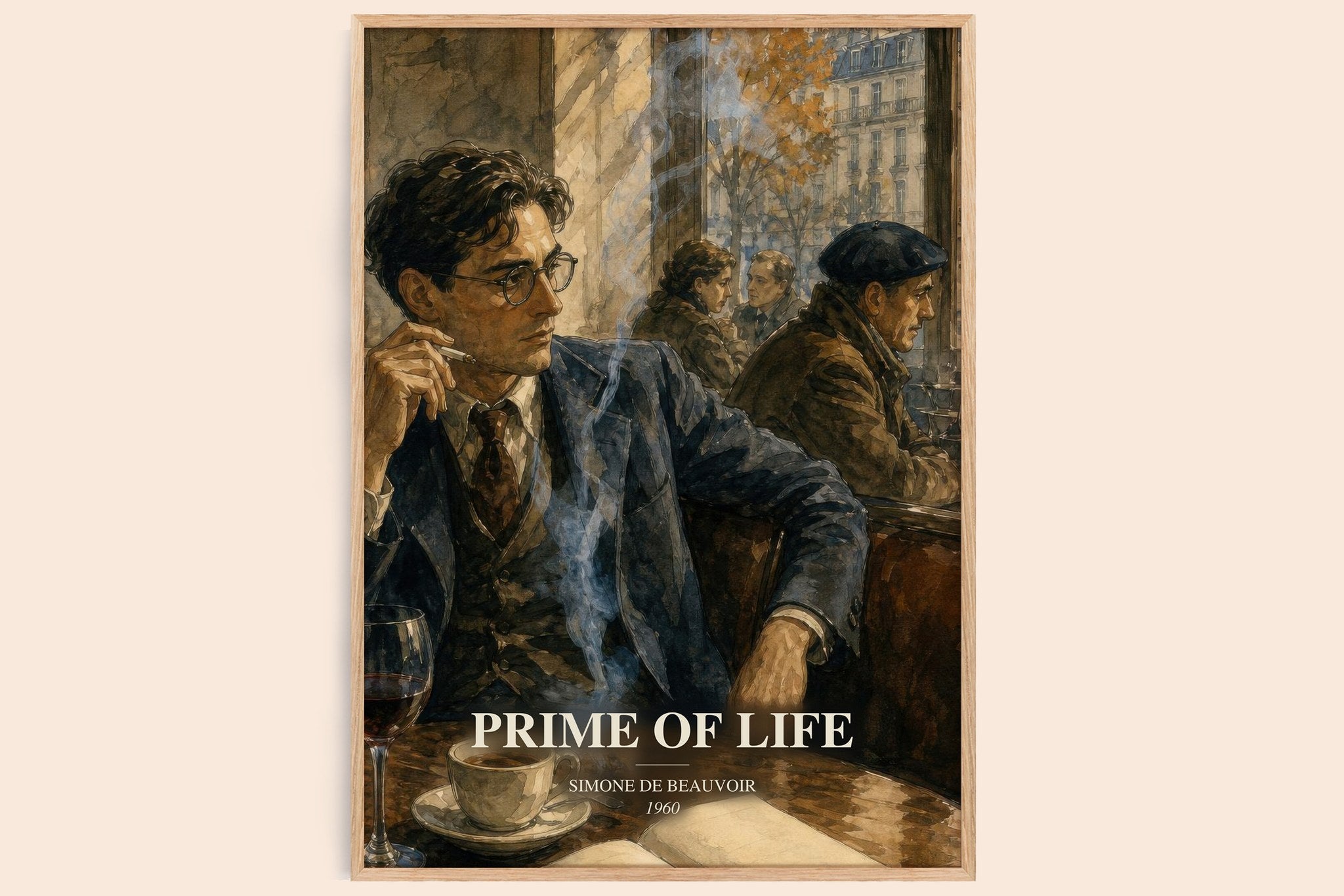 Prime of Life Book Watercolour Illustration by Simone de Beauvoir