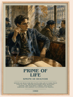 Prime of Life bookish book poster by Simone de Beauvoir – framed literary art print