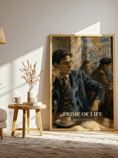 Prime of Life watercolour print in frame leaning in hallway – memoir wall art