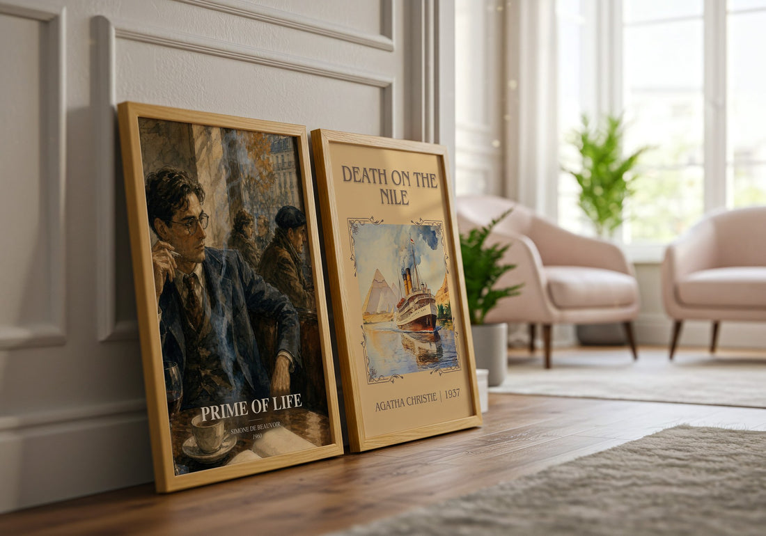 Prime of Life watercolour print framed by window – literary home decor