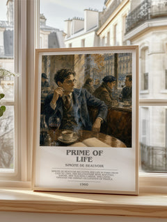 Prime of Life bookish poster colour and style options – Simone de Beauvoir book art