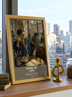 Prime of Life book cover print framed by window – literary home decor