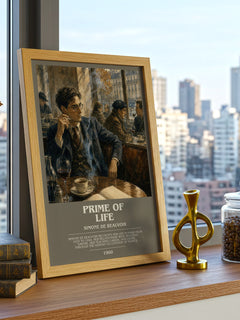 Prime of Life bookish print framed by window – literary home decor