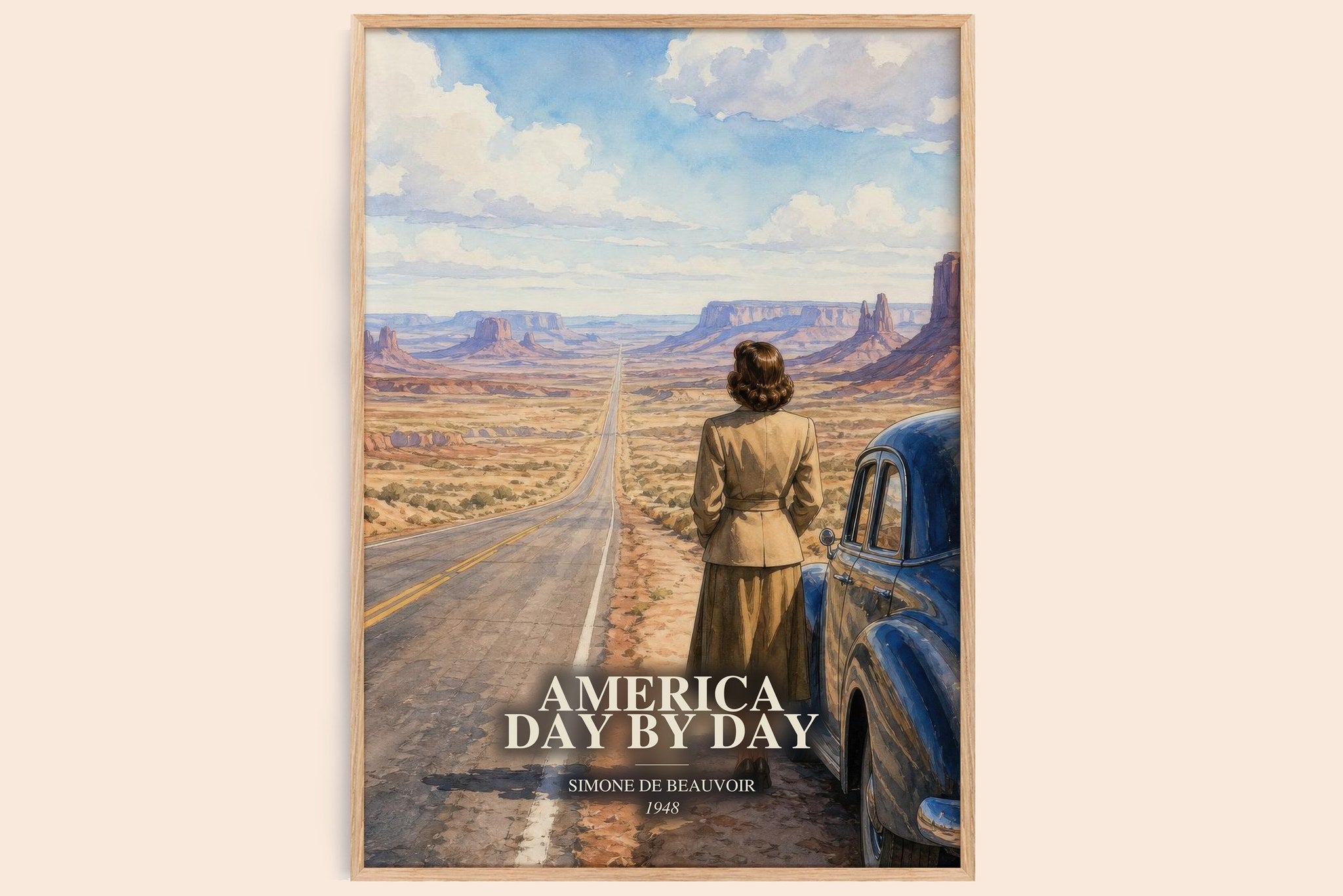 America Day by Day Book Watercolour Illustration by Simone de Beauvoir