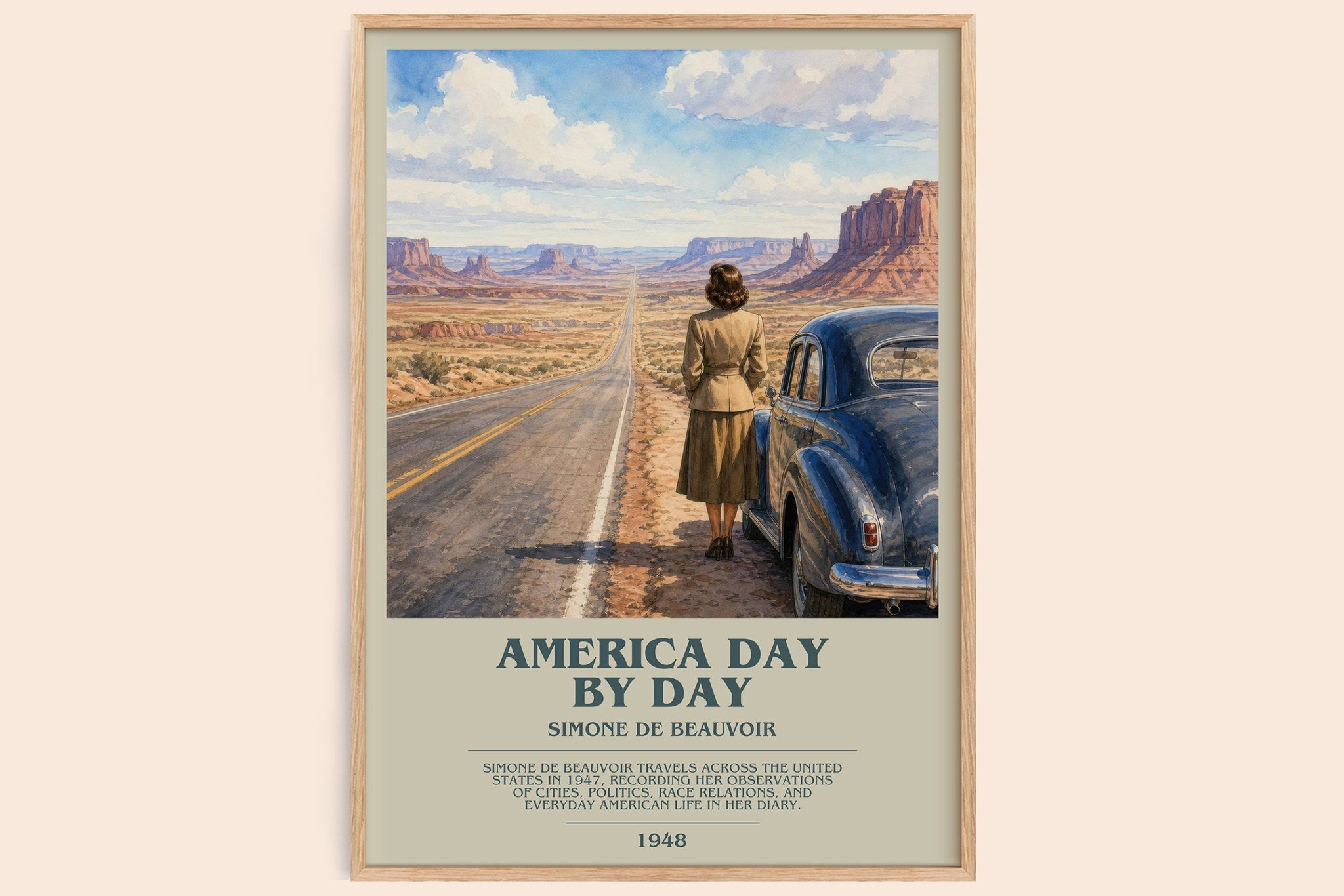 America Day by Day Bookish Wall Art by Simone de Beauvoir