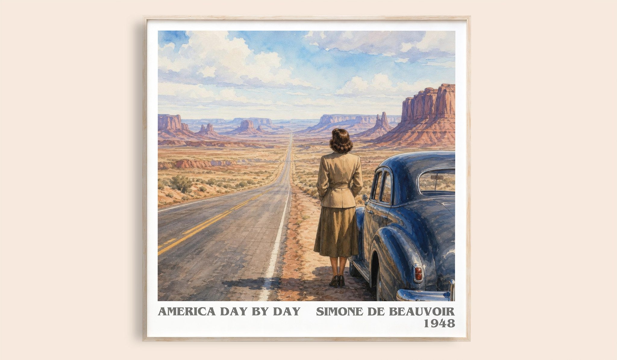 America Day by Day Literary Art Print by Simone de Beauvoir