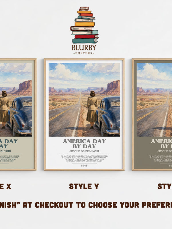 America Day by Day bookish print in frame leaning in hallway – memoir wall art