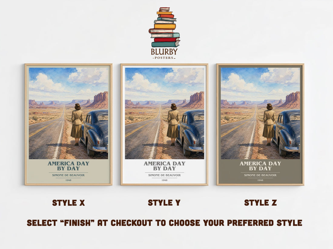 America Day by Day book cover print in frame leaning in hallway – memoir wall art (mockup)