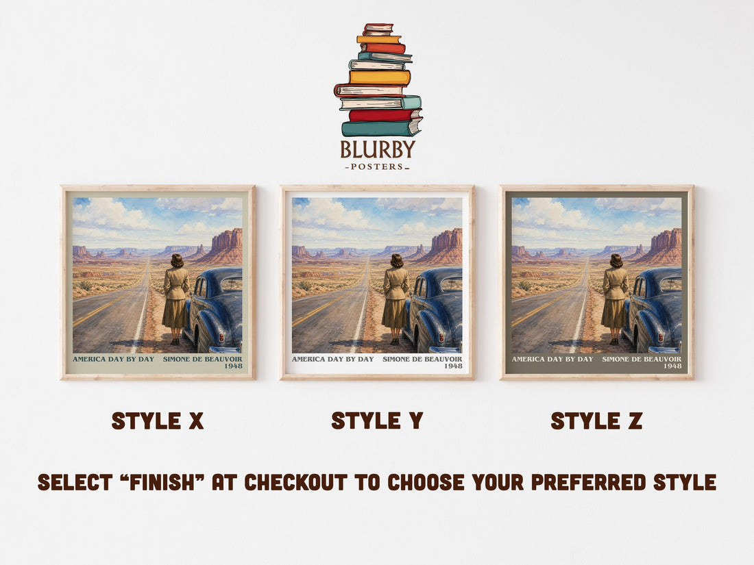 America Day by Day literary print in frame leaning in hallway – memoir wall art (mockup)