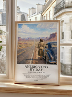 America Day by Day bookish poster colour and style options – Simone de Beauvoir book art
