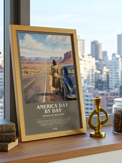 America Day by Day bookish print framed by window – literary home decor