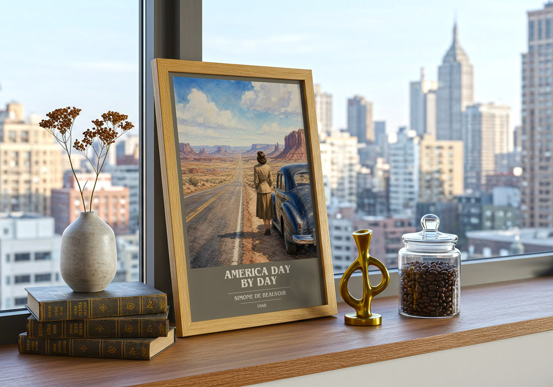 America Day by Day book cover print framed by window – literary home decor
