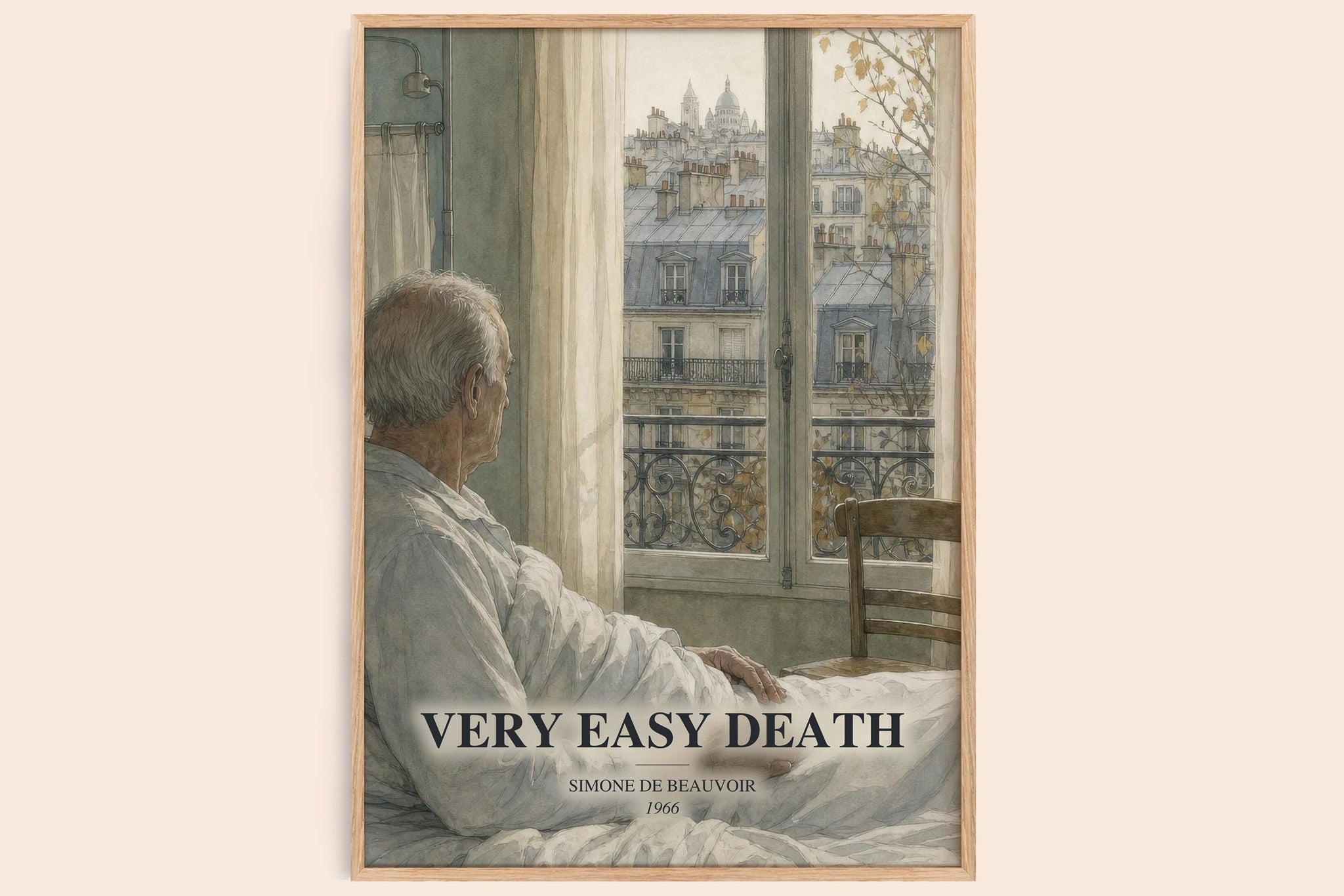 Very Easy Death Book Watercolour Illustration by Simone de Beauvoir