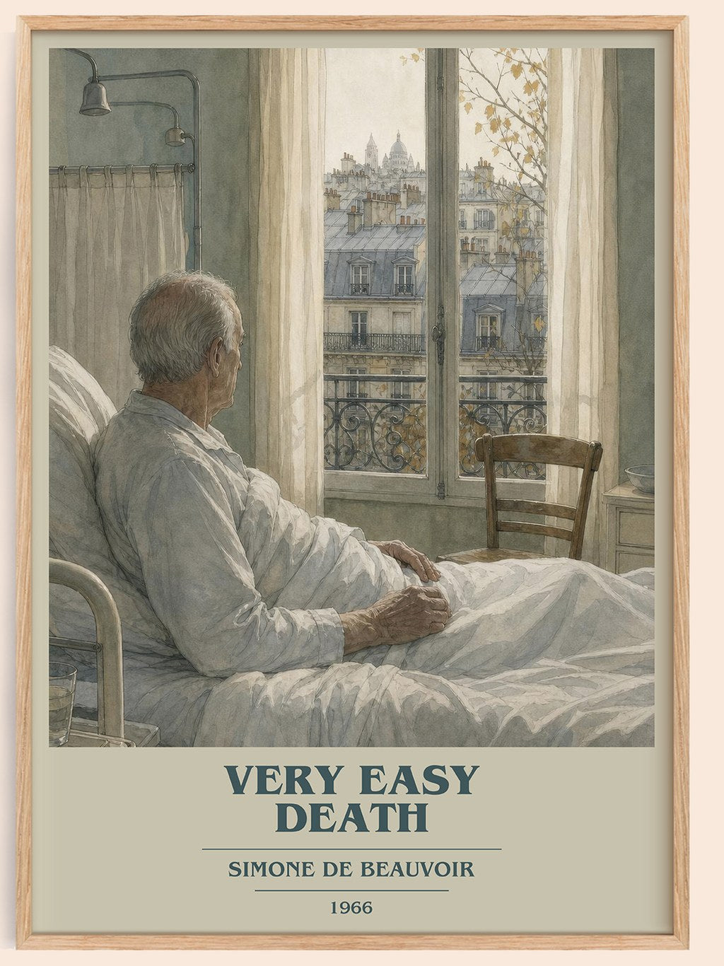 Very Easy Death book cover book poster by Simone de Beauvoir – framed literary art print