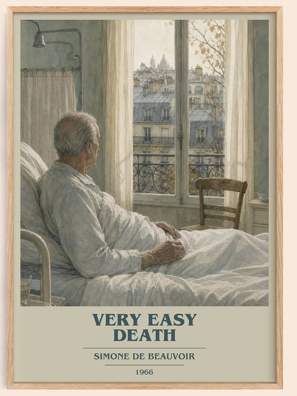 Very Easy Death book cover book poster by Simone de Beauvoir – framed literary art print