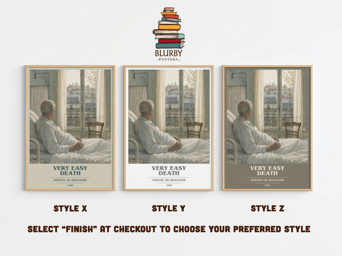 Very Easy Death book cover print in frame leaning in hallway – memoir wall art (mockup)