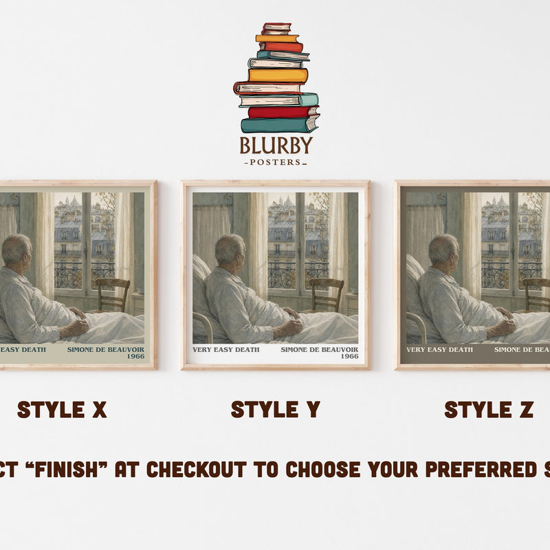 Very Easy Death literary print in frame leaning in hallway – memoir wall art