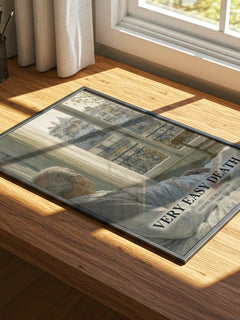 Very Easy Death watercolour book poster framed on wall – memoir wall art