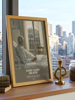 Very Easy Death book cover print framed by window – literary home decor