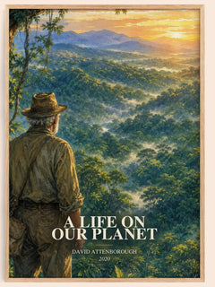 A Life on Our Planet watercolour book poster by David Attenborough – framed literary art print