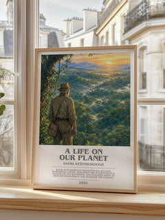 A Life on Our Planet bookish poster colour and style options – David Attenborough book art