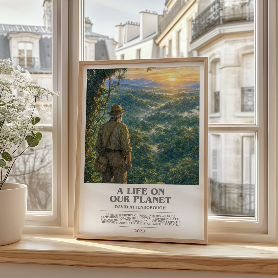 A Life on Our Planet bookish poster colour and style options – David Attenborough book art
