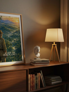 A Life on Our Planet watercolour print on bookshelf – David Attenborough fan gift