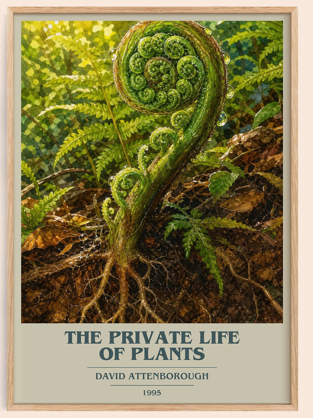The private life of plants book cover book poster by David Attenborough – framed literary art print