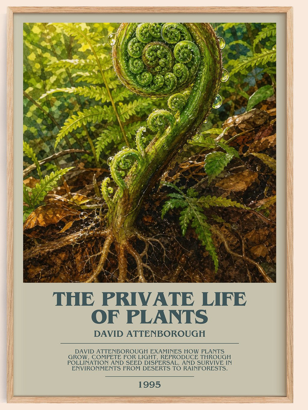 The private life of plants bookish book poster by David Attenborough – framed literary art print