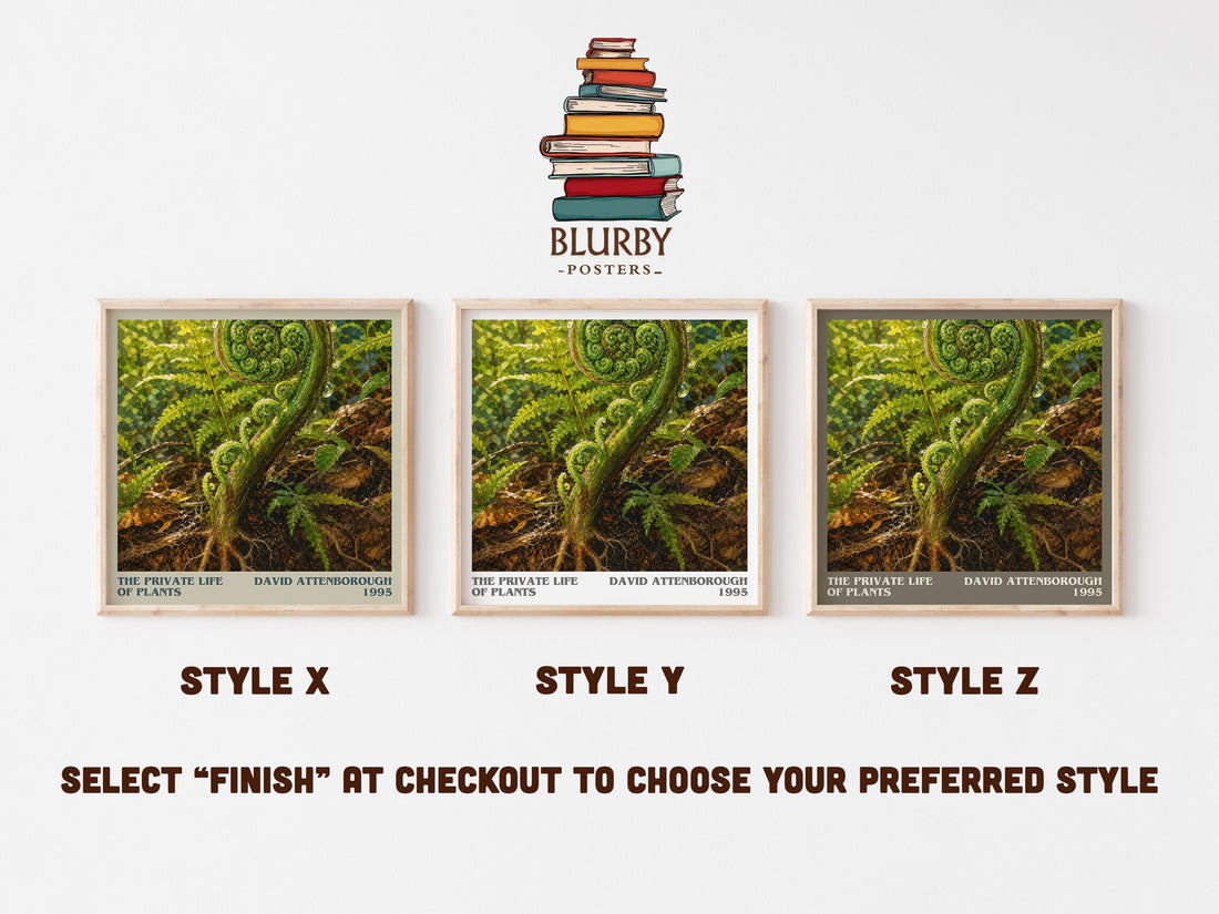 The private life of plants literary print in frame leaning in hallway – non fiction wall art (mockup)