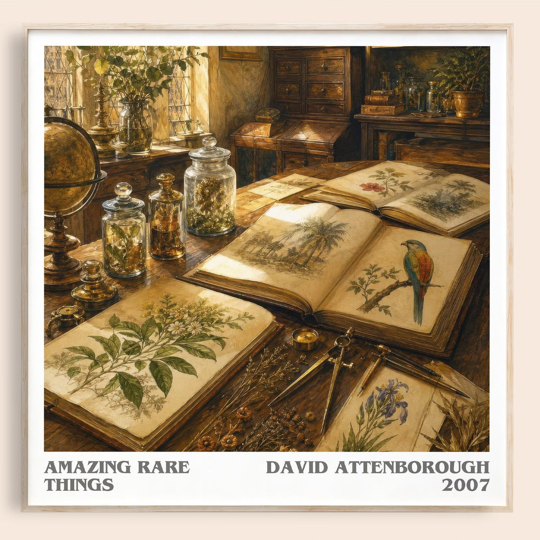 Amazing rare things literary book poster by David Attenborough – framed literary art print