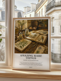 Amazing rare things bookish poster colour and style options – David Attenborough book art