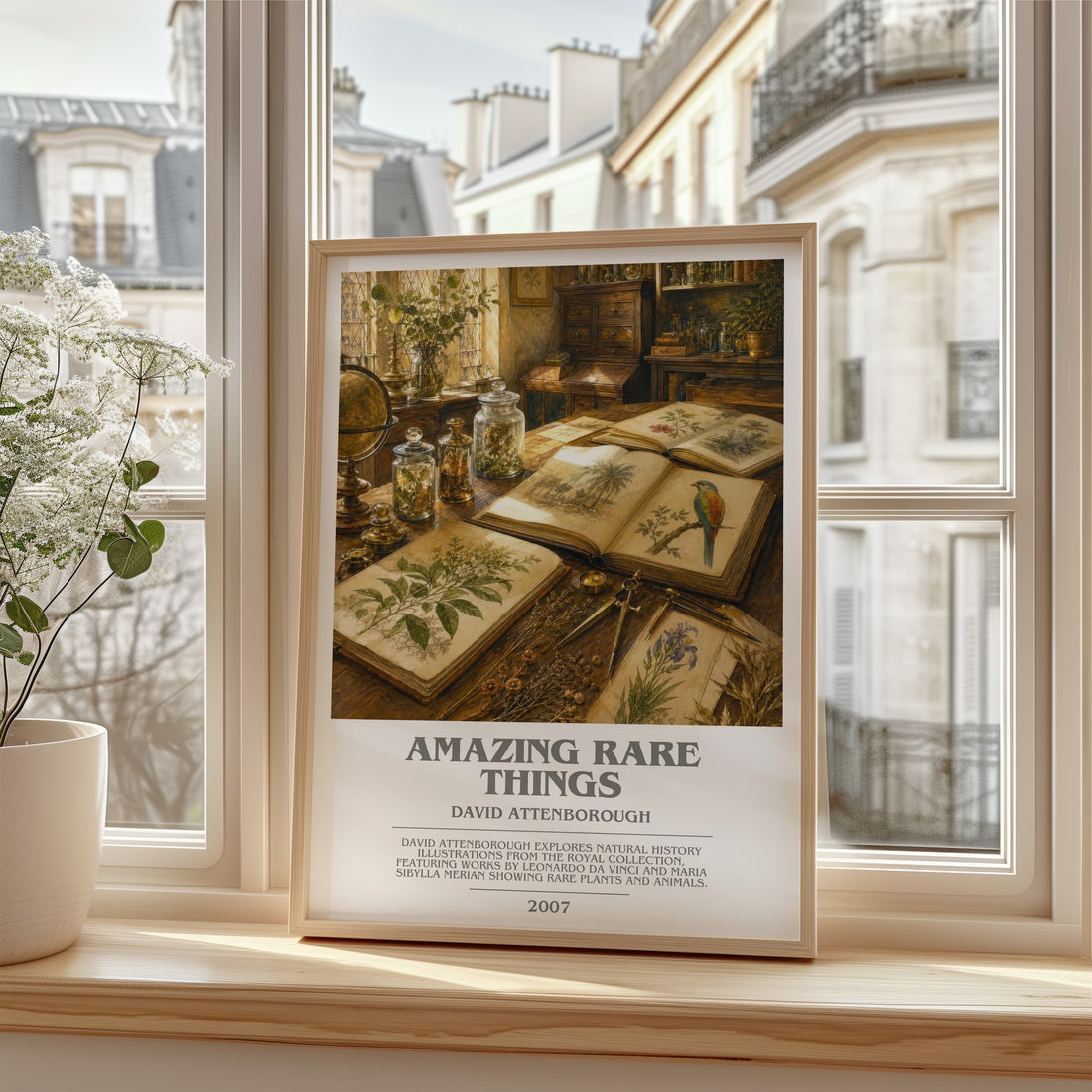 Amazing rare things bookish poster colour and style options – David Attenborough book art