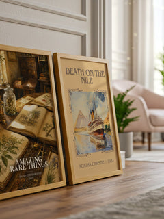Amazing rare things watercolour print framed by window – literary home decor