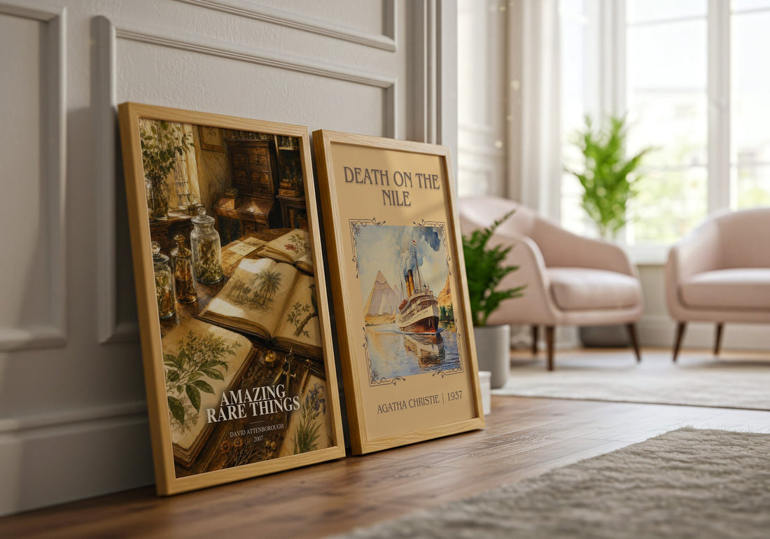 Amazing rare things watercolour print framed by window – literary home decor
