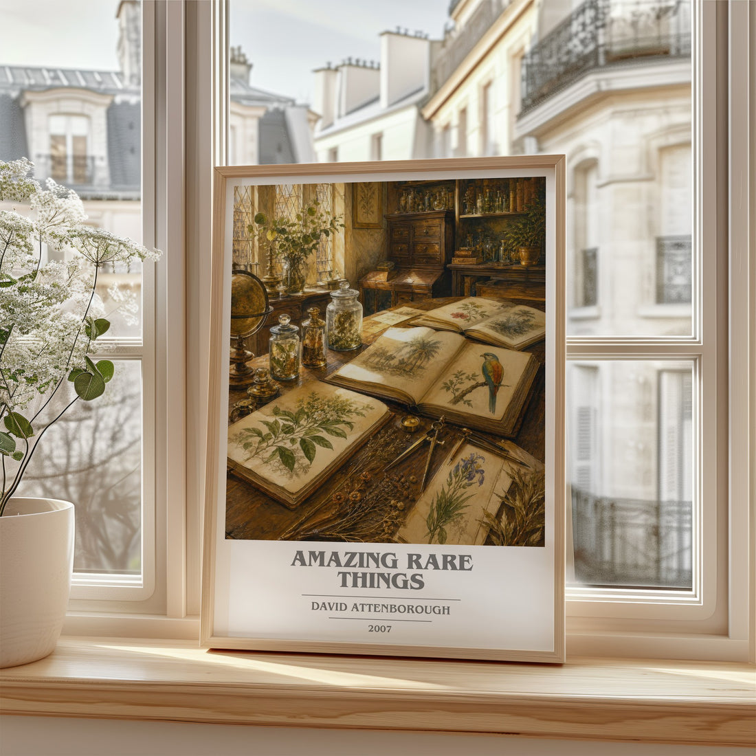 Amazing rare things book cover poster colour and style options – David Attenborough book art