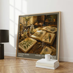 Amazing rare things literary print framed by window – literary home decor