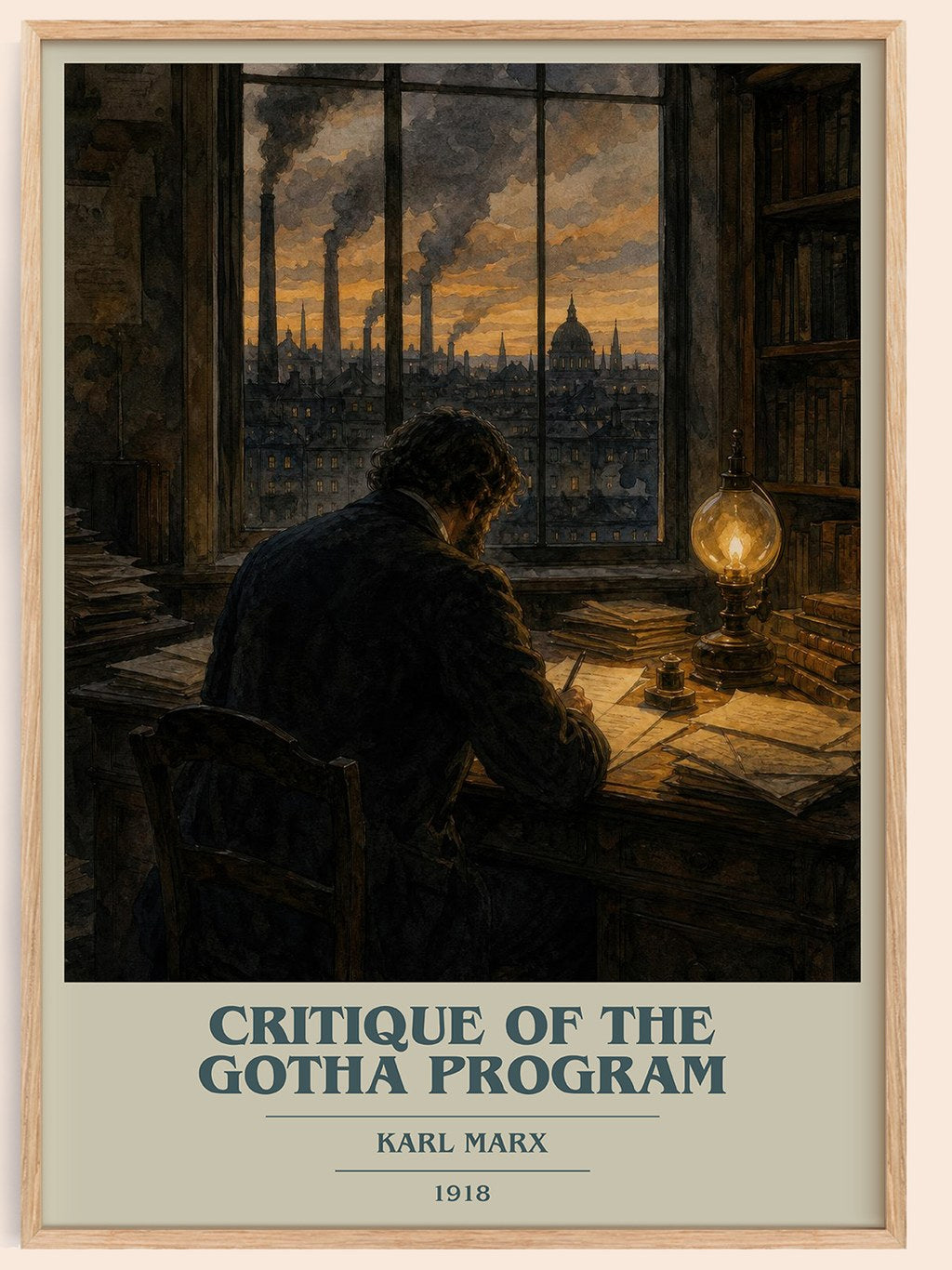 Critique of the Gotha program book cover book poster by Karl Marx – framed literary art print