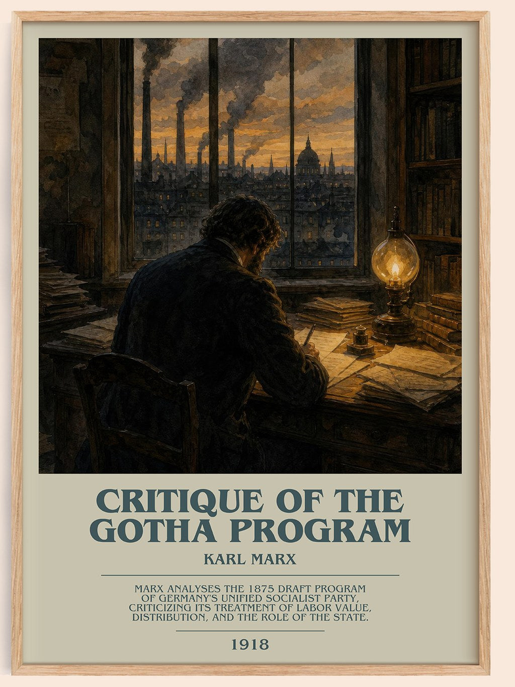 Critique of the Gotha program bookish book poster by Karl Marx – framed literary art print