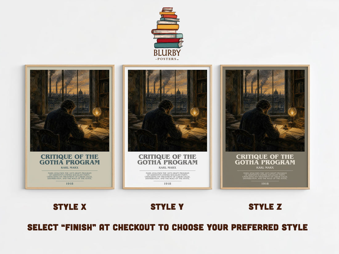 Critique of the Gotha program bookish print in frame leaning in hallway – philosophy wall art (mockup)