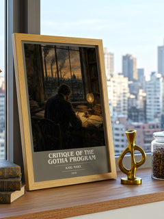 Critique of the Gotha program book cover print framed by window – literary home decor